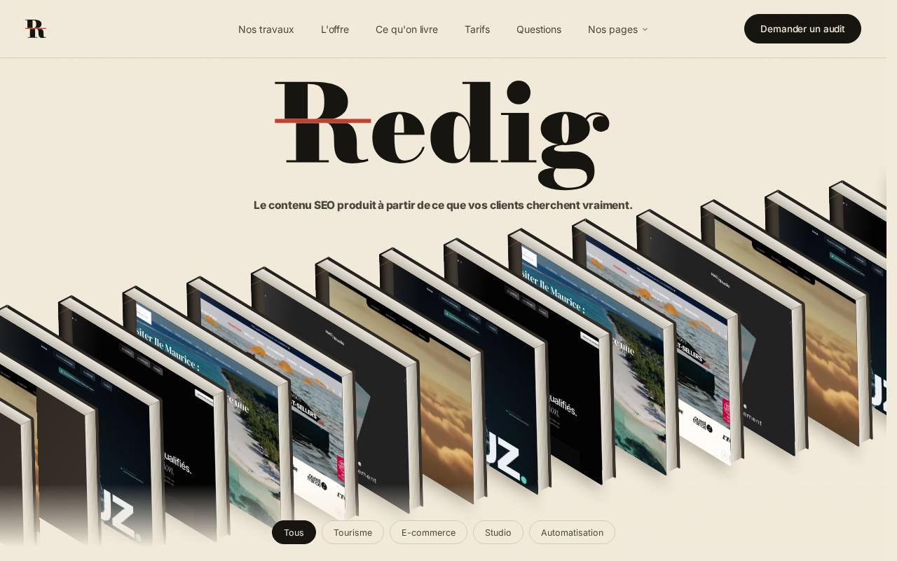 La page d’accueil de Redig