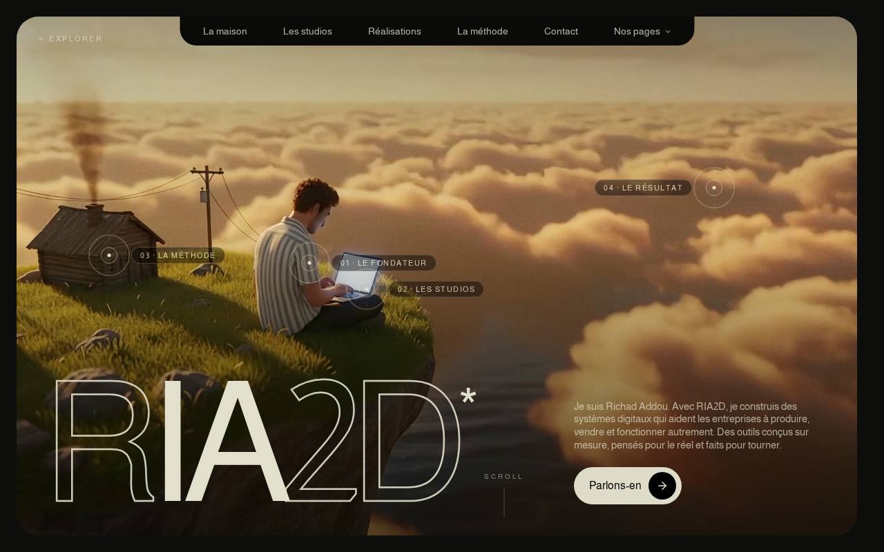 La page d’accueil de RIA2D
